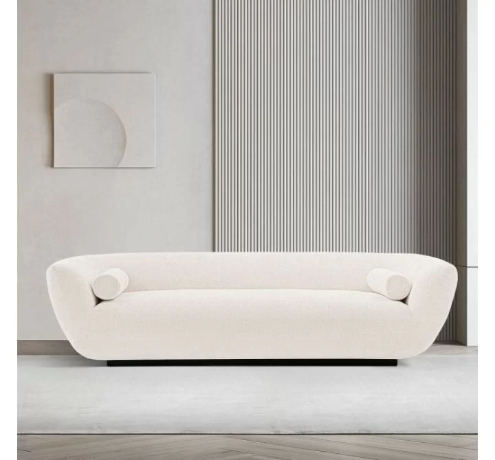 Manhattan Comfort Contemporary Ulka Chenille Sofa with Pillows In Cream