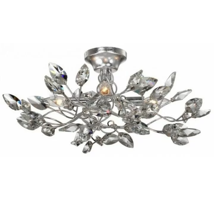  Silver Leaf with Clear Crystal