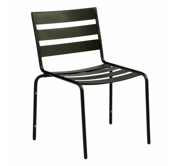 Woodard Café Series Metro Textured Black Dining Side Chair - Stackable
