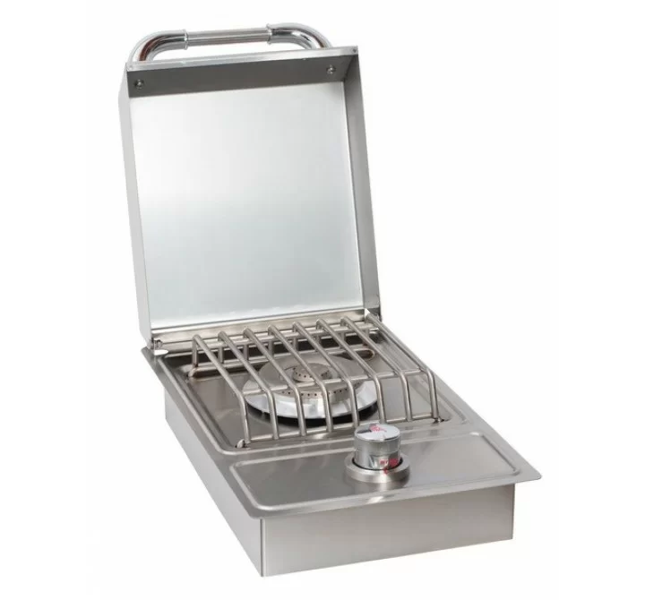 Bull BBQ Single Stainless Steel Sideburner - Drop In - Angled and Open