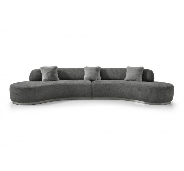 Perla Curved Sofa in Dark Gray- front view