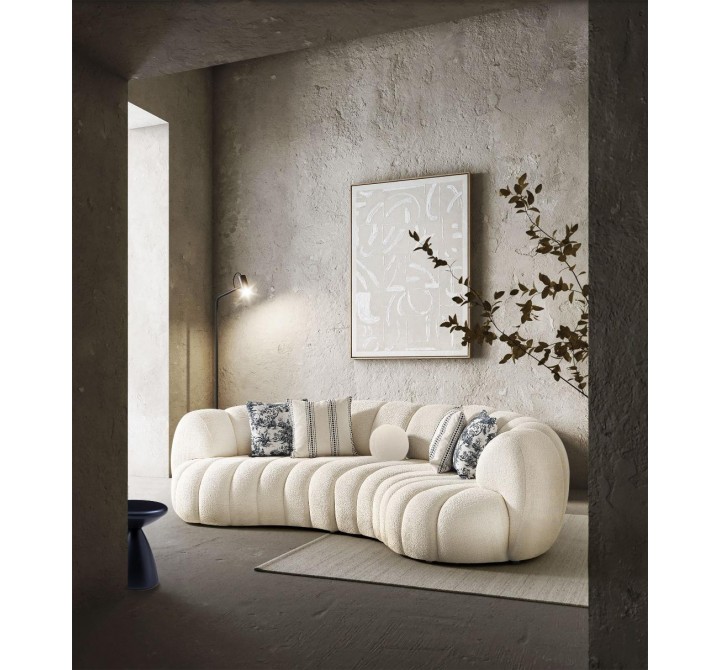 Rhodes Curved Sofa in White- Lifestyle 1