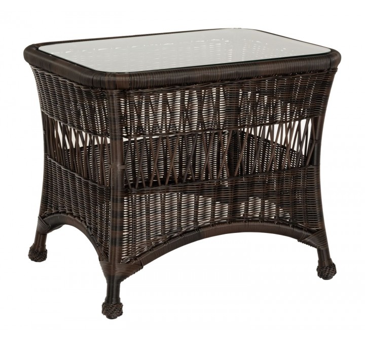 Woodard Sommerwind Side Table with Glass Top in Chocolate