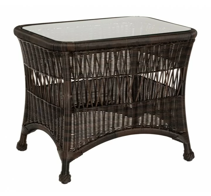 Woodard Sommerwind Side Table with Glass Top in Chocolate