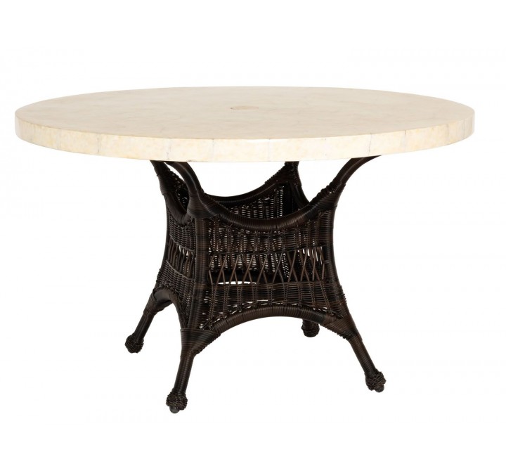 Woodard Sommerwind 48" Round Stone Top Umbrella Table in Chocolate