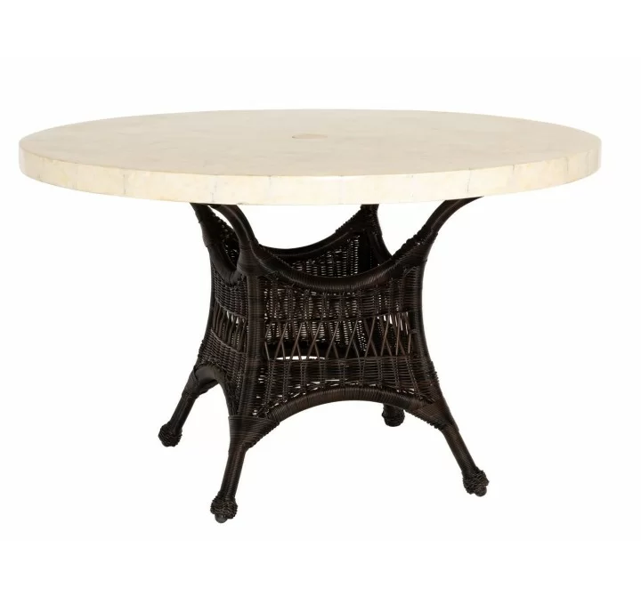 Woodard Sommerwind 48" Round Stone Top Umbrella Table in Chocolate