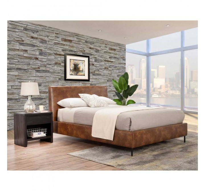 Sophia Full Faux Leather Platform Bed, Brown - Lifestyle 2