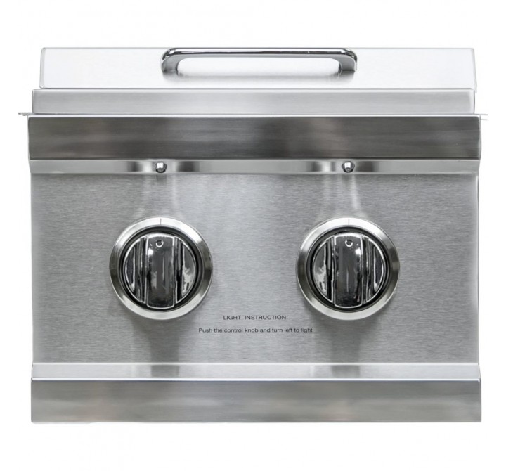 Sole Gourmet Double Built In Side Burner W/Bright White LED Lights SS Front View