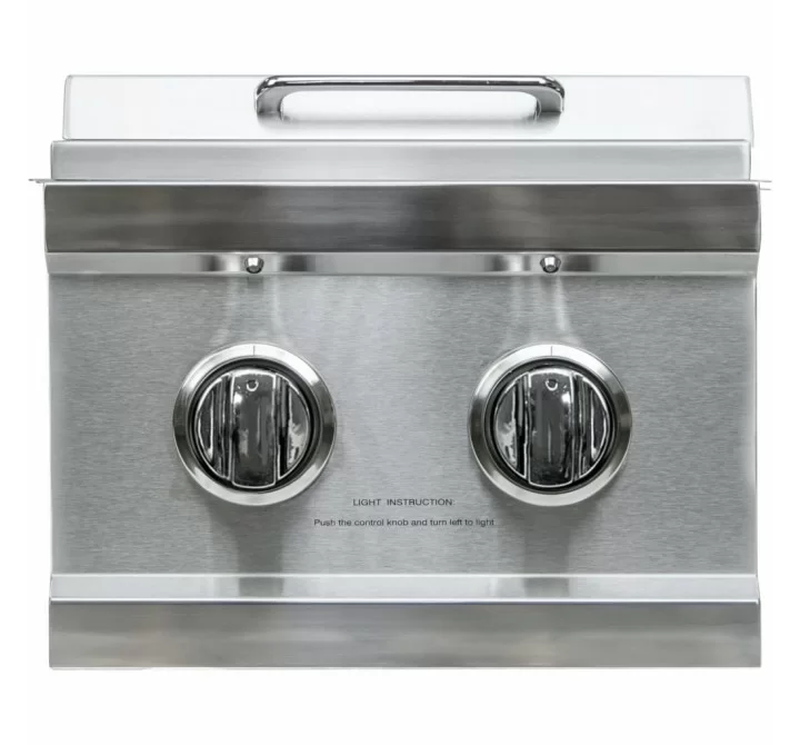 Sole Gourmet Double Built In Side Burner W/Bright White LED Lights SS Front View