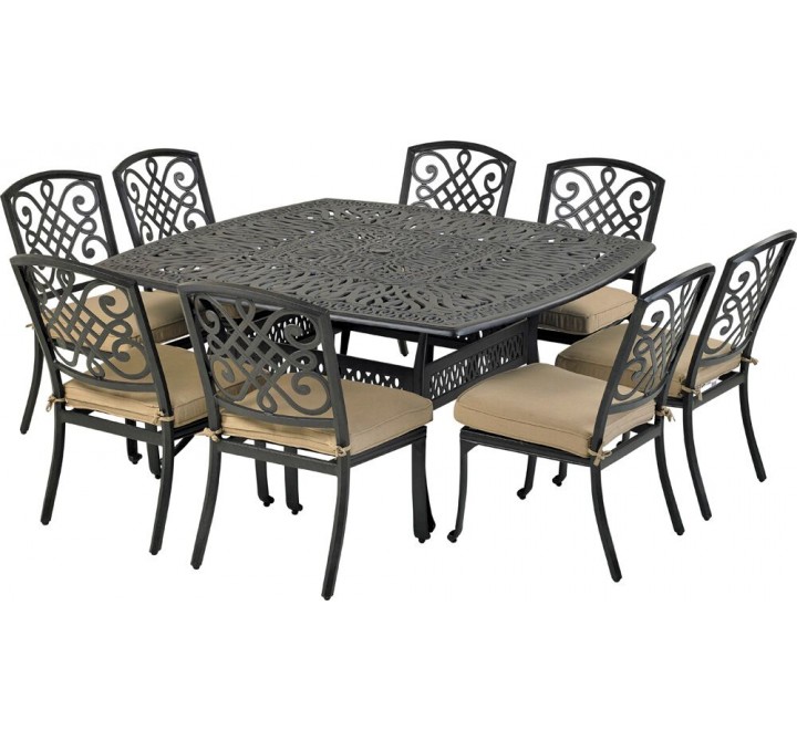 Bridgetown 9-Piece Dining Set - 8 Armless Chairs with 64" Square Dining Table