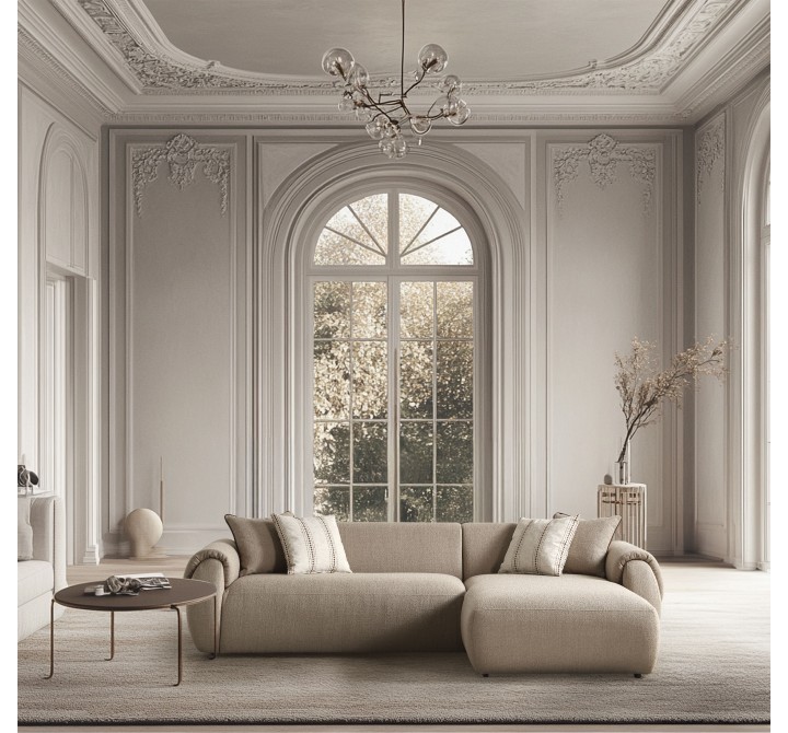 Flore Sectional in Taupe-Lifestyle 1