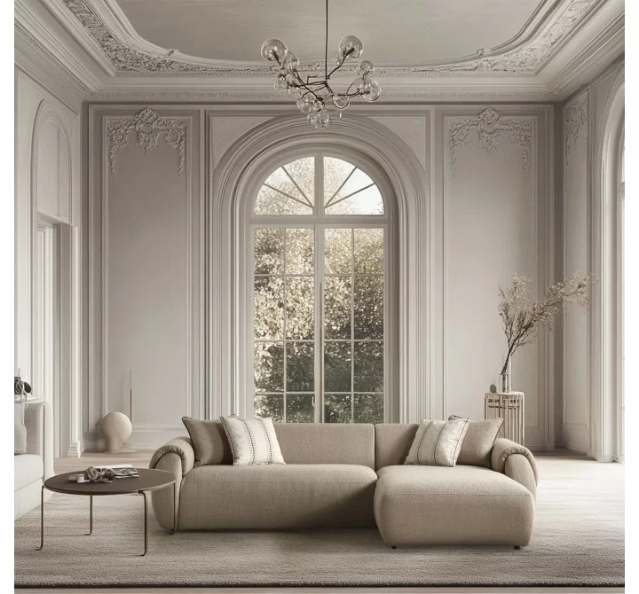 Flore Sectional in Taupe-Lifestyle 1