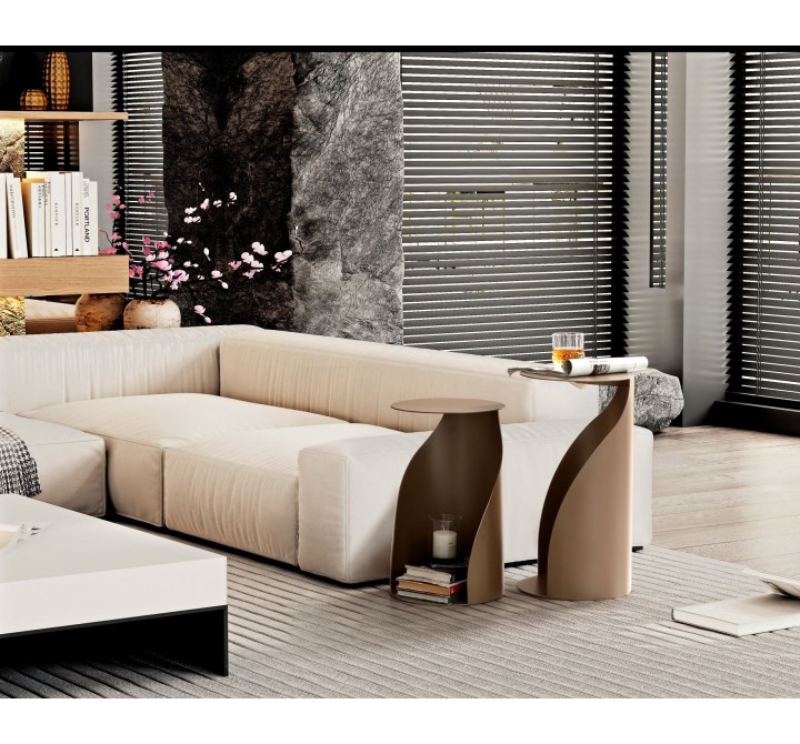 Whiteline Modern Living Willie Side Table In Gold Powder-Coated Metal - Lifestyle