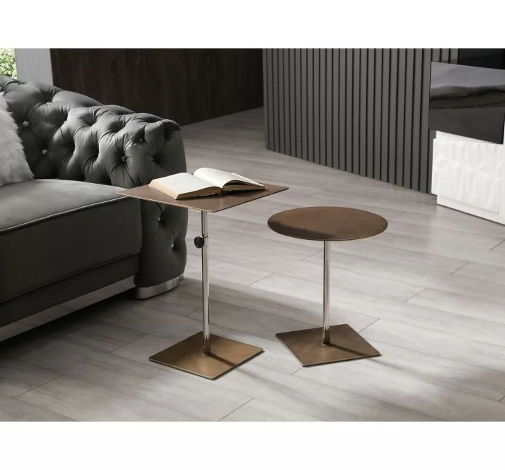 Whiteline Modern Living Karley Side Table In Bronze Brushed Metal - Lifestyle