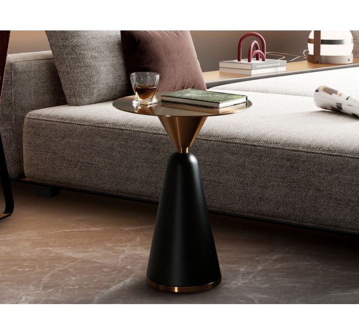Whiteline Modern Living Zora Side Table In Brushed Stainless-Top - Lifestyle