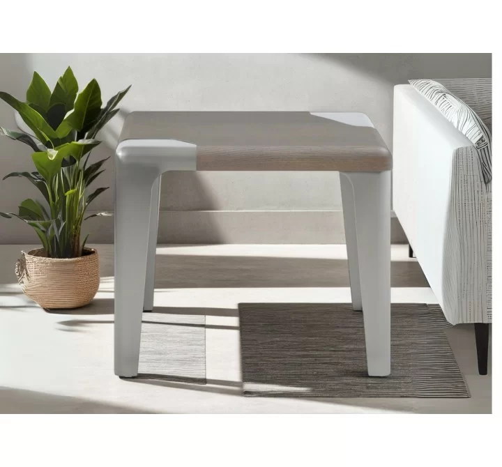 Elena Side Table in Light Gray- Lifestyle