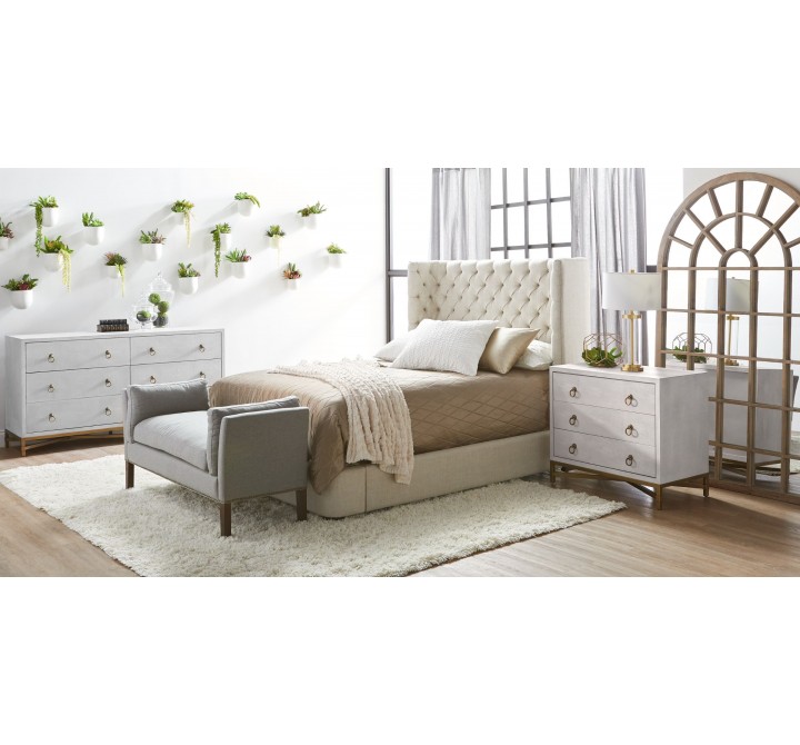 Strand Shagreen 3-Drawer Nightstand in White Shagreen - Lifestyle