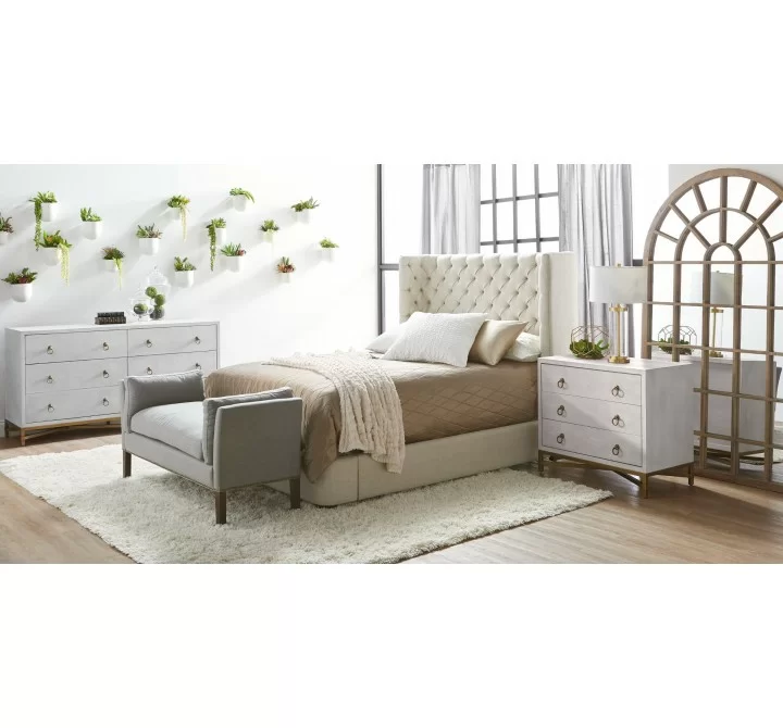 Strand Shagreen 3-Drawer Nightstand in White Shagreen - Lifestyle