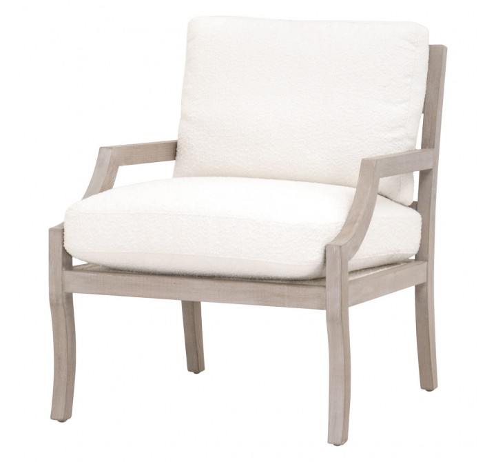 Essentials For Living Stratton Club Chair - Performance Boucle Snow, Natural Gray Beech - Front Side Angle