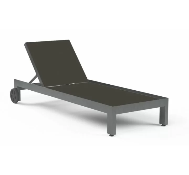 Sunset West Redondo Adjustable Chaise With Sling In Phifertex Alligator Alley(Dark Grey) Silo
