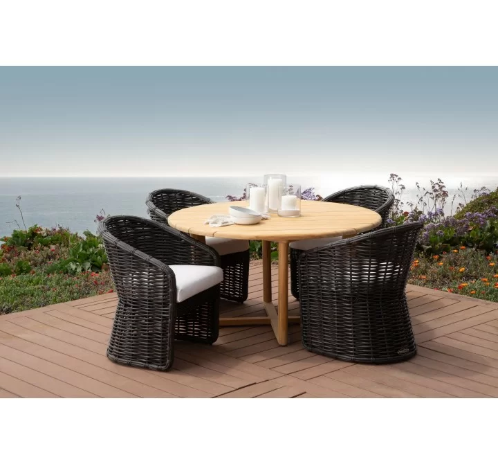 Sunset West Natural Teak 56" Round Dining Table - Lifestyle 3
