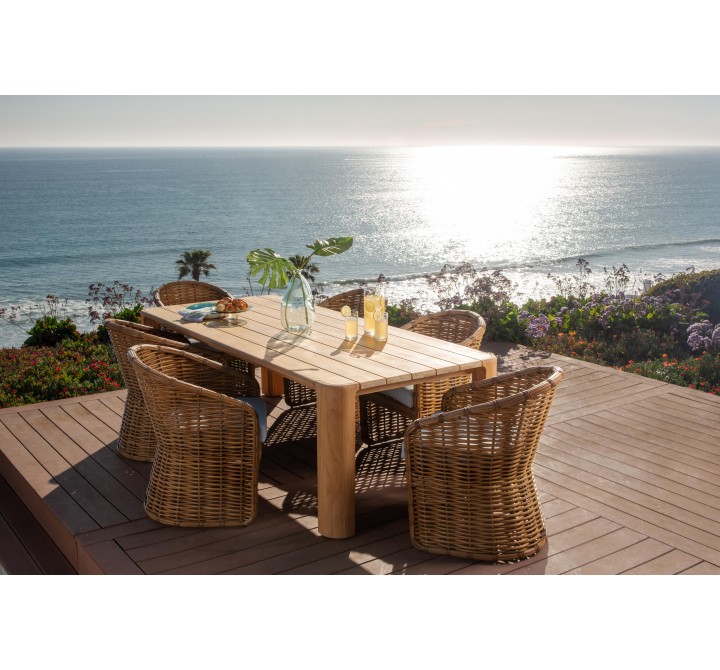 Sunset West Natural Teak 96" Dining Table - Lifestyle 1