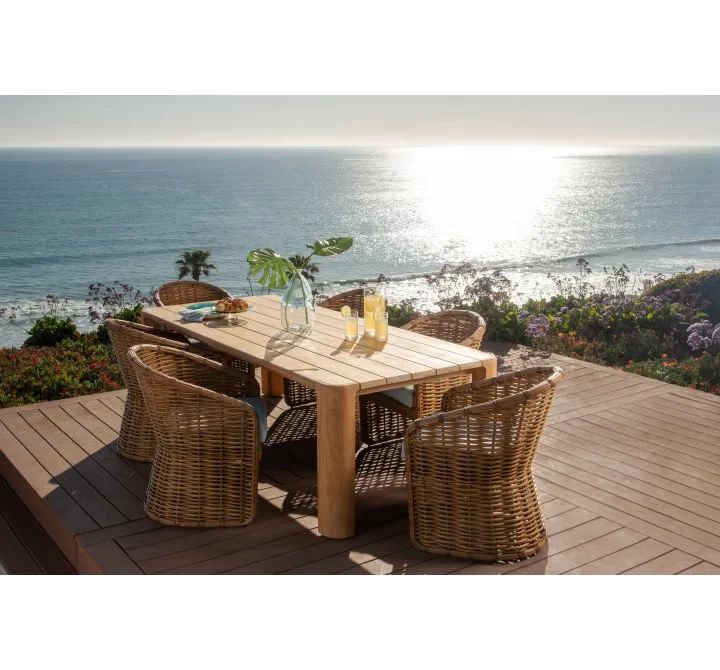 Sunset West Natural Teak 96" Dining Table - Lifestyle 1