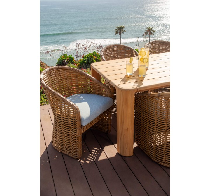 Sunset West Playa Dining Chair in Soothe Pearl with Flange Welt - Lifestyle 1