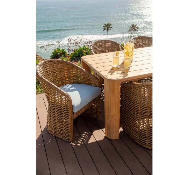 Sunset West Playa Dining Chair in Soothe Pearl with Flange Welt - Lifestyle 1