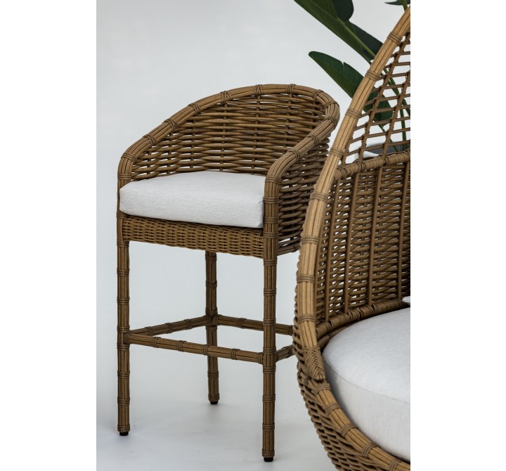 Sunset West Playa Barstool in Soothe Pearl with Flange Welt - Lifestyle