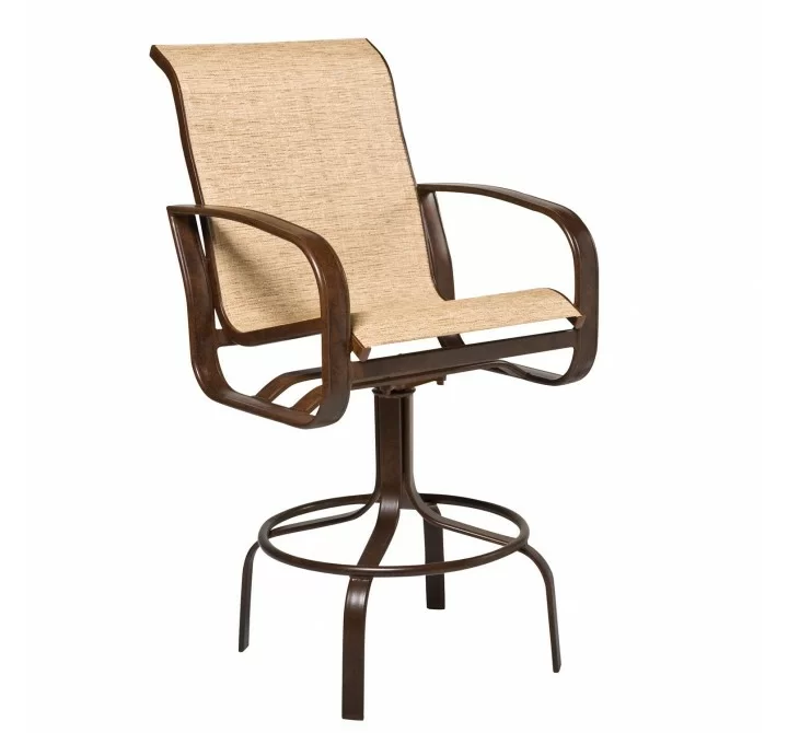 Woodard Cayman Isle Sling Swivel Bar Stool - Angled