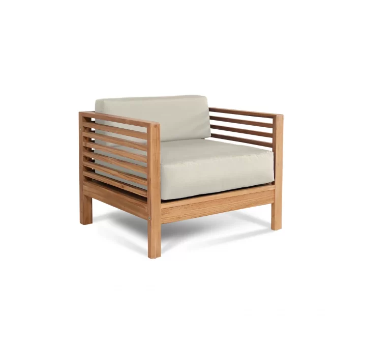 Sylvie Teak Outdoor Club Chair with Sunbrella® Canvas Cushion
