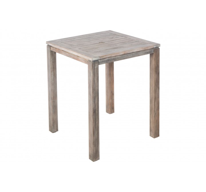 Alfresco Home Malvern 36" Square Wood Bar Table w/ Umbrella Hole - Front Side Angle