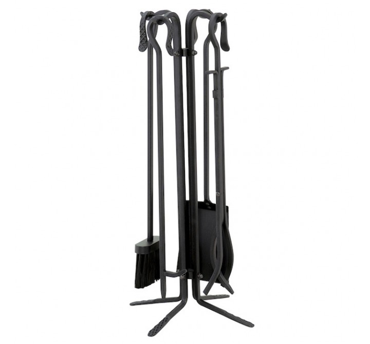 Mr. Bar-B-Q UniFlame® 5 Piece Black Wrought Iron Fireset