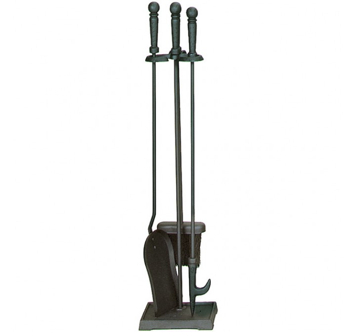 Mr. Bar-B-Q UniFlame® 4 Piece Black Finish Fireset with Ball Handles
