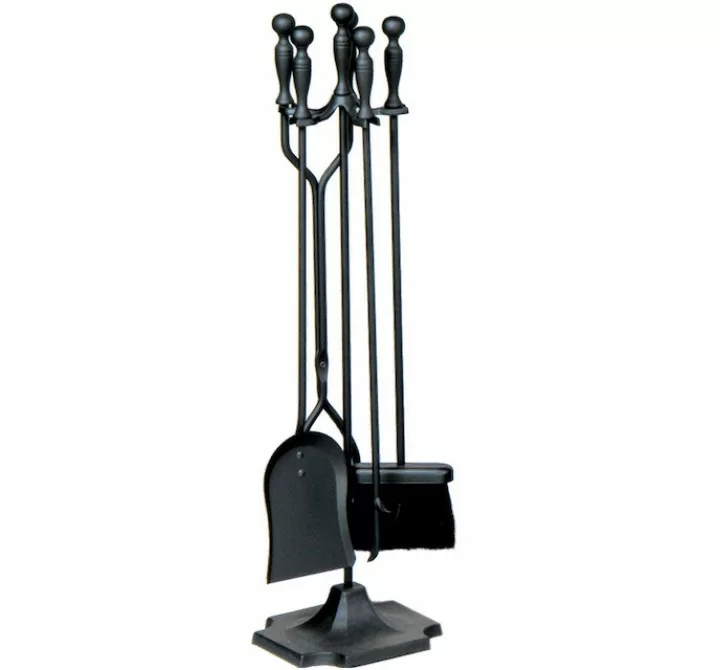 Mr. Bar-B-Q UniFlame® 5 Piece Black Finish Fireset with Ball Handles
