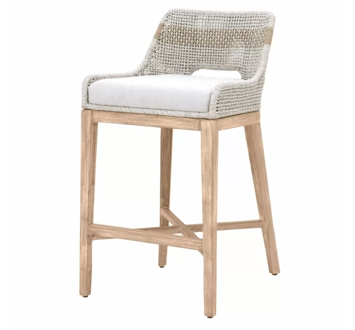 Essentials For Living Tapestry Barstool in Taupe White - Front Side Angle