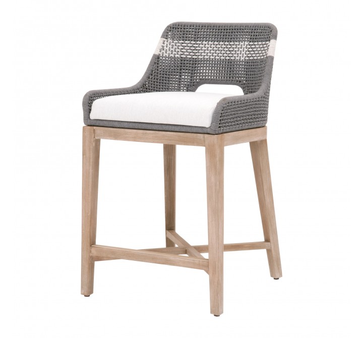 Essentials For Living Tapestry Counter Stool in Dove Flat Rope - Front Side Angle