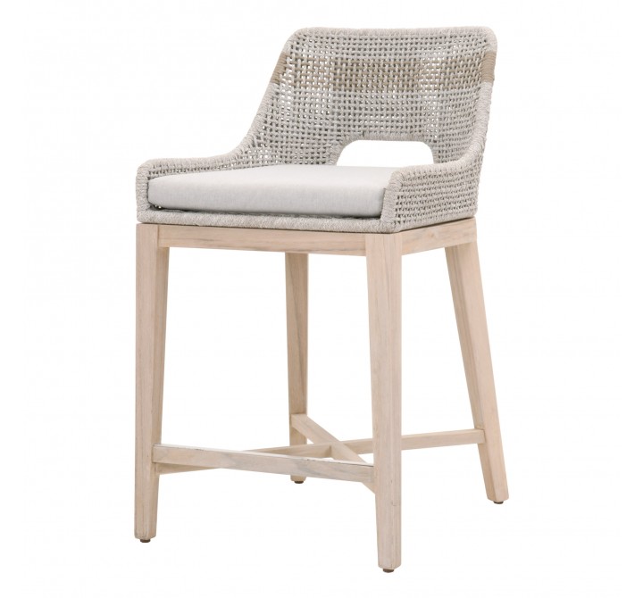 Essentials For Living Tapestry Outdoor Counter Stool in Taupe - Front Side Angle