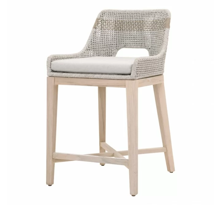 Essentials For Living Tapestry Outdoor Counter Stool in Taupe - Front Side Angle