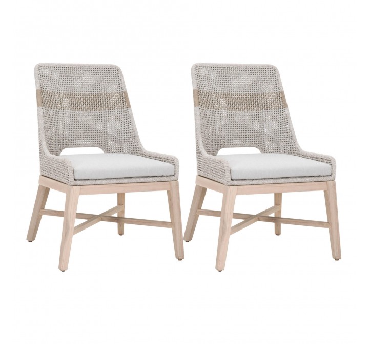 Tapestry Outdoor Dining Chair in Dove Flat Rope - Set of 2