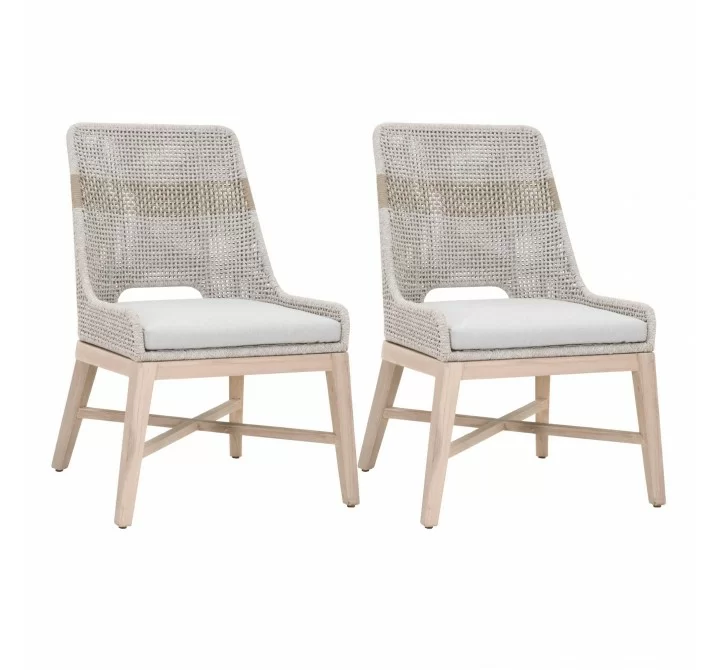 Tapestry Outdoor Dining Chair in Dove Flat Rope - Set of 2