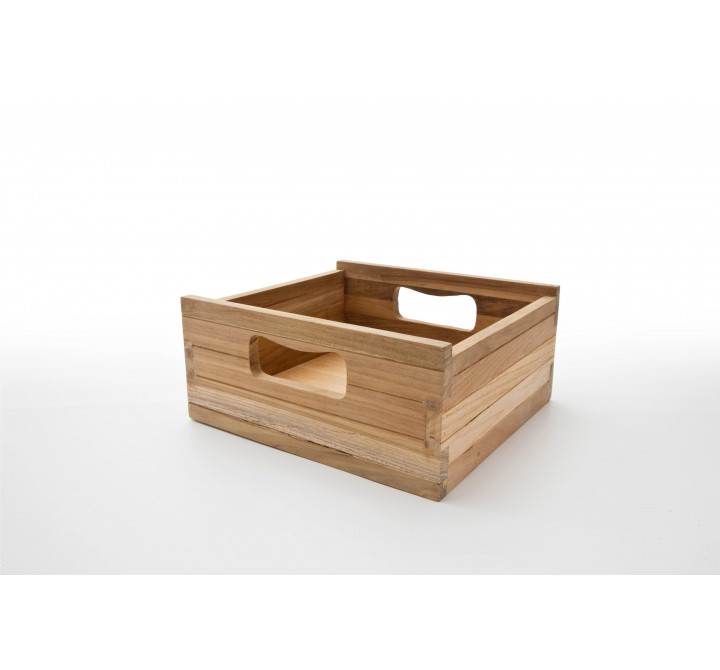 Nova Solo Bordeaux Teak Wooden Box - Angled and Wide