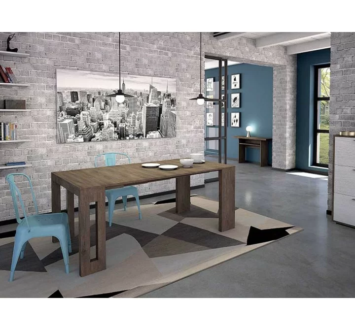 ERIKA Console Table In Dark Oak Wood Grain Melamine - Lifestyle