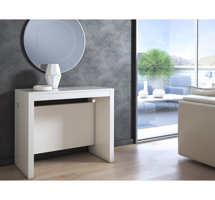 ELASTO Console Table In White Wood Grain Melamine - Lifestyle 2