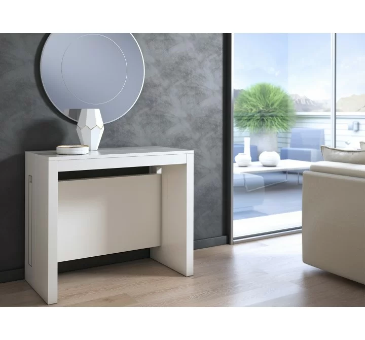 ELASTO Console Table In White Wood Grain Melamine - Lifestyle 2