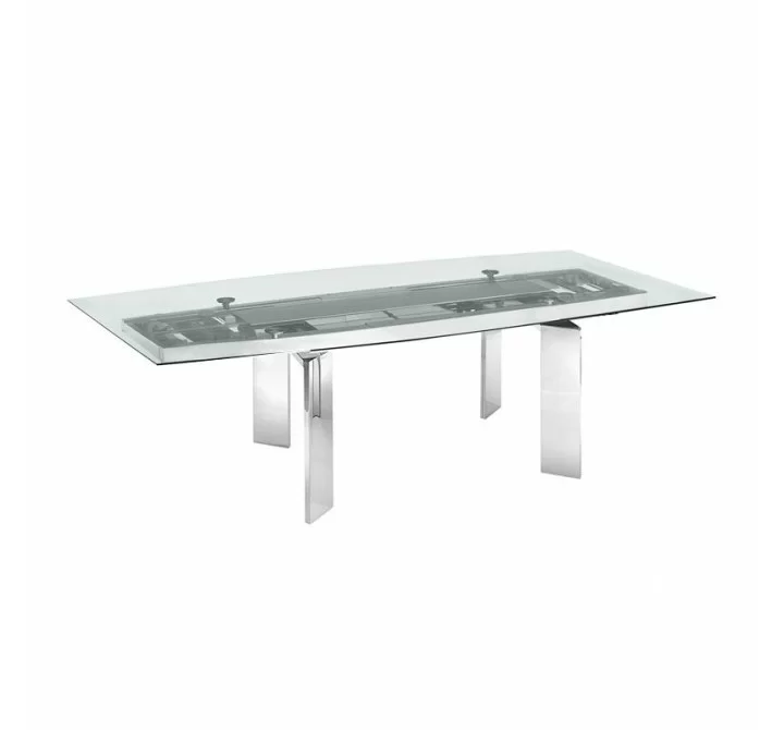 Casabianca ASTOR Non-extendable Frame Dining Table With Polished Stainless Steel Base