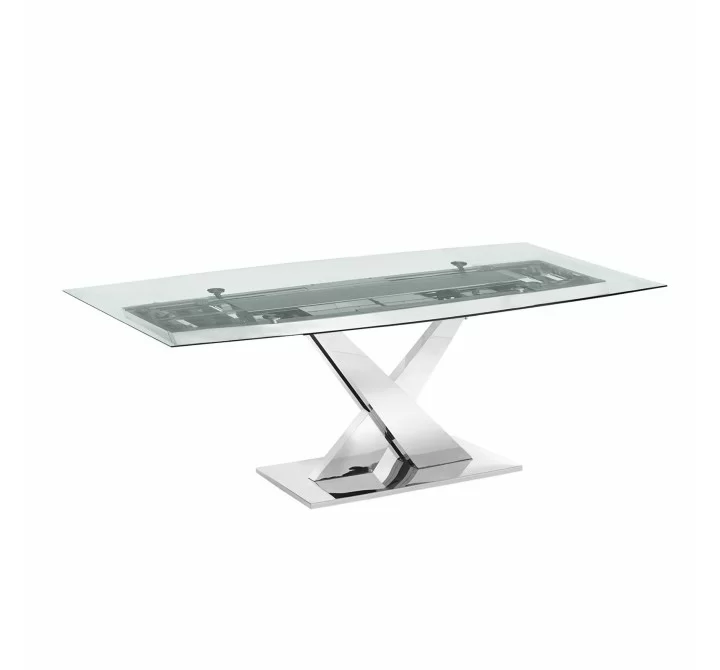 Casabianca X BASE Non-extendable Frame Dining Table With Polished Stainless Steel Base