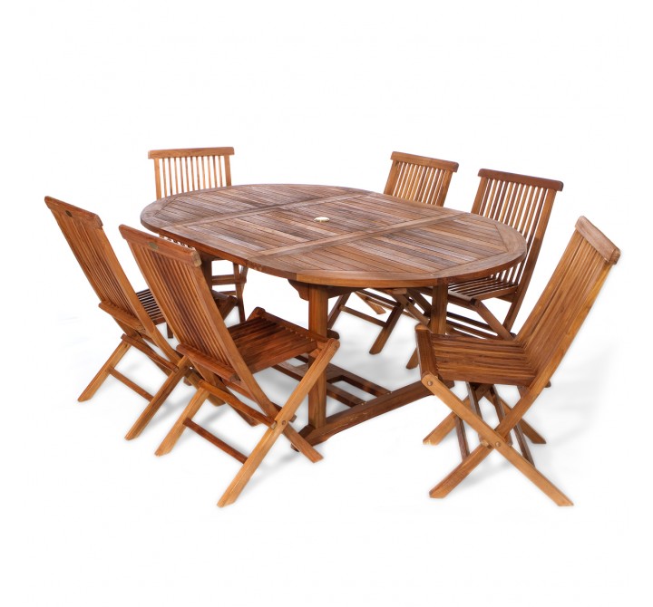 7-Piece Oval Folding Chair Set 