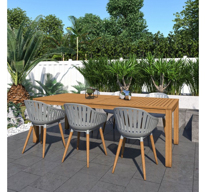 International Home Miami Amazonia 7-Piece Rectangular Patio Dining Set - Lifestyle